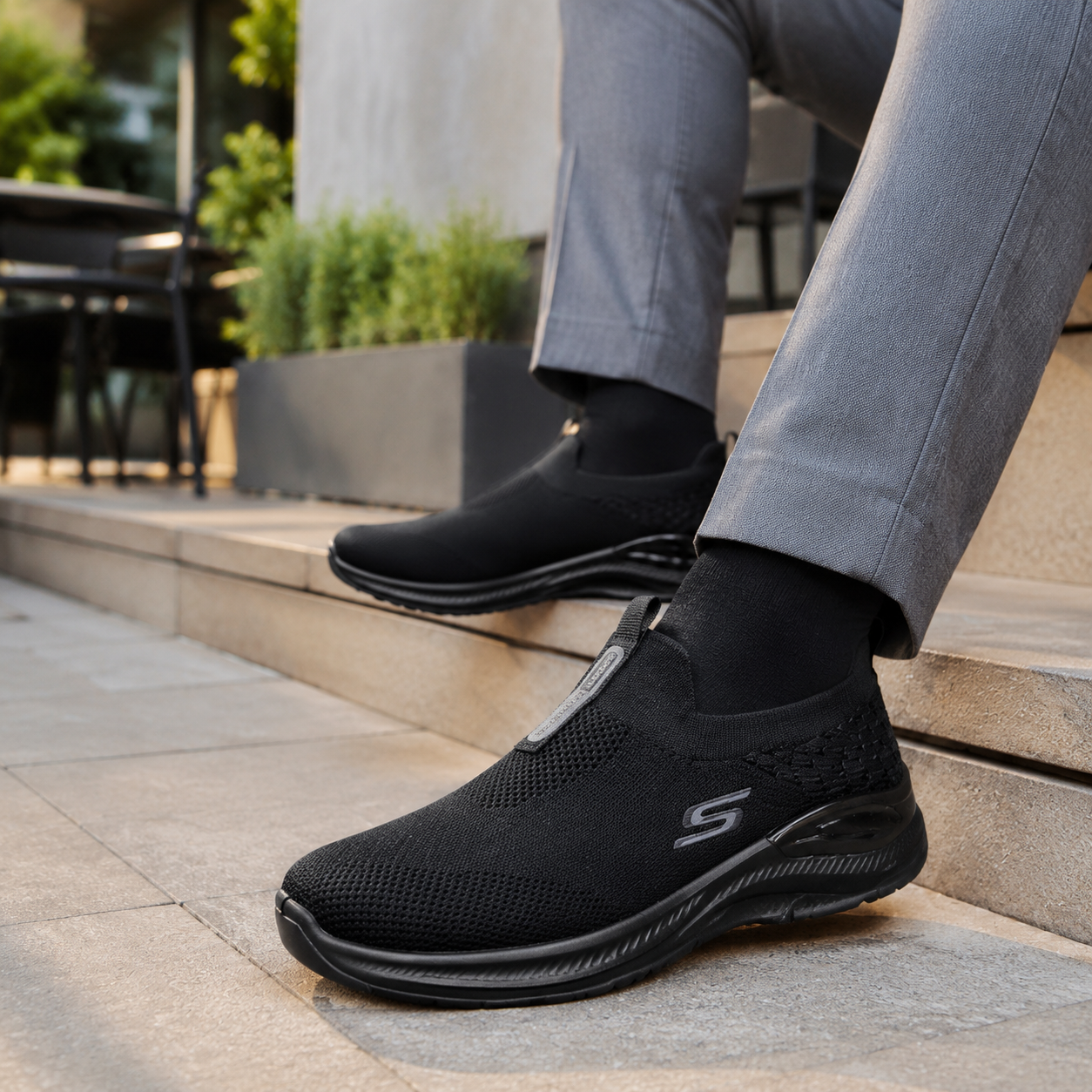 Black Air Flex l Comfort Walk Skechers
